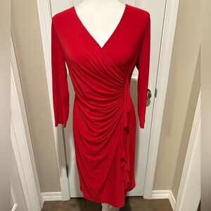 BLACK LABEL By Evan Picone Red Wrap Dress Size 4